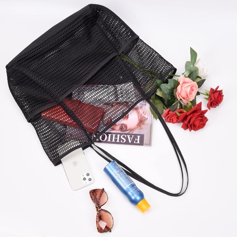 Tainehs Beach Bag - Mesh Tote Bag Beach Vacation Clothes for Women Pool Bag for Travel Pool Family Cruise Essentials 2025 - Image 4